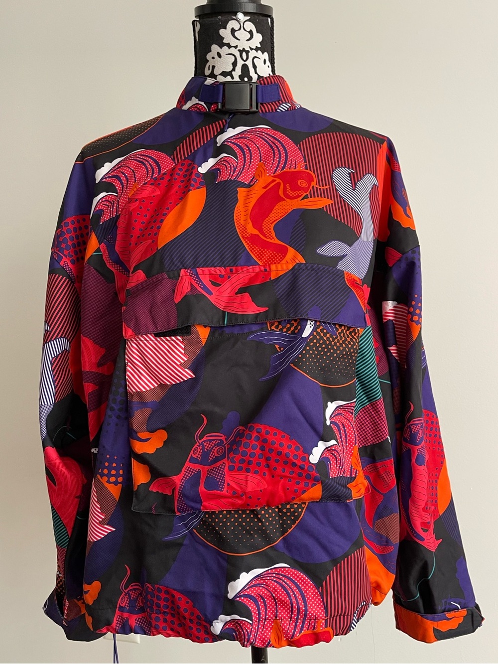 adidas x Bruce Lee Printed Bomber Jacket in Red, Purple & Orange